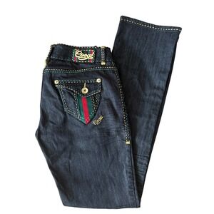 COOGI Jeans Dark‎ Wash Bootcut Embellished Stitching Logo Size 11/12